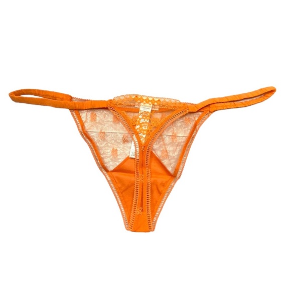 LA PERLA LACE THONG FLORAL LACE THONG ORANGE L - Picture 10 of 12
